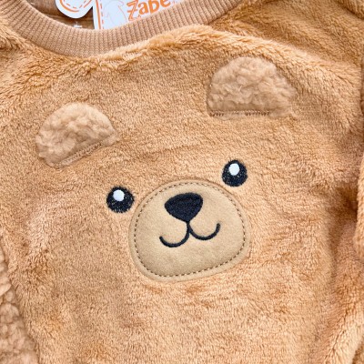 Conj. Casaco Urso Fofo e Calça Peluciada - Caramelo